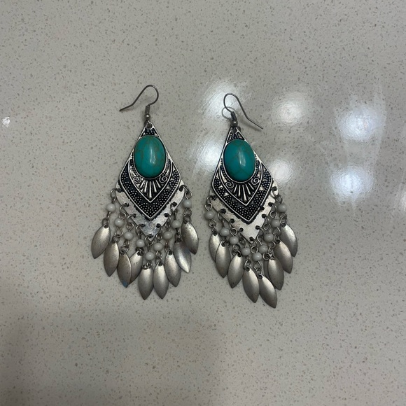 turquoise boho earrings - Picture 3 of 3